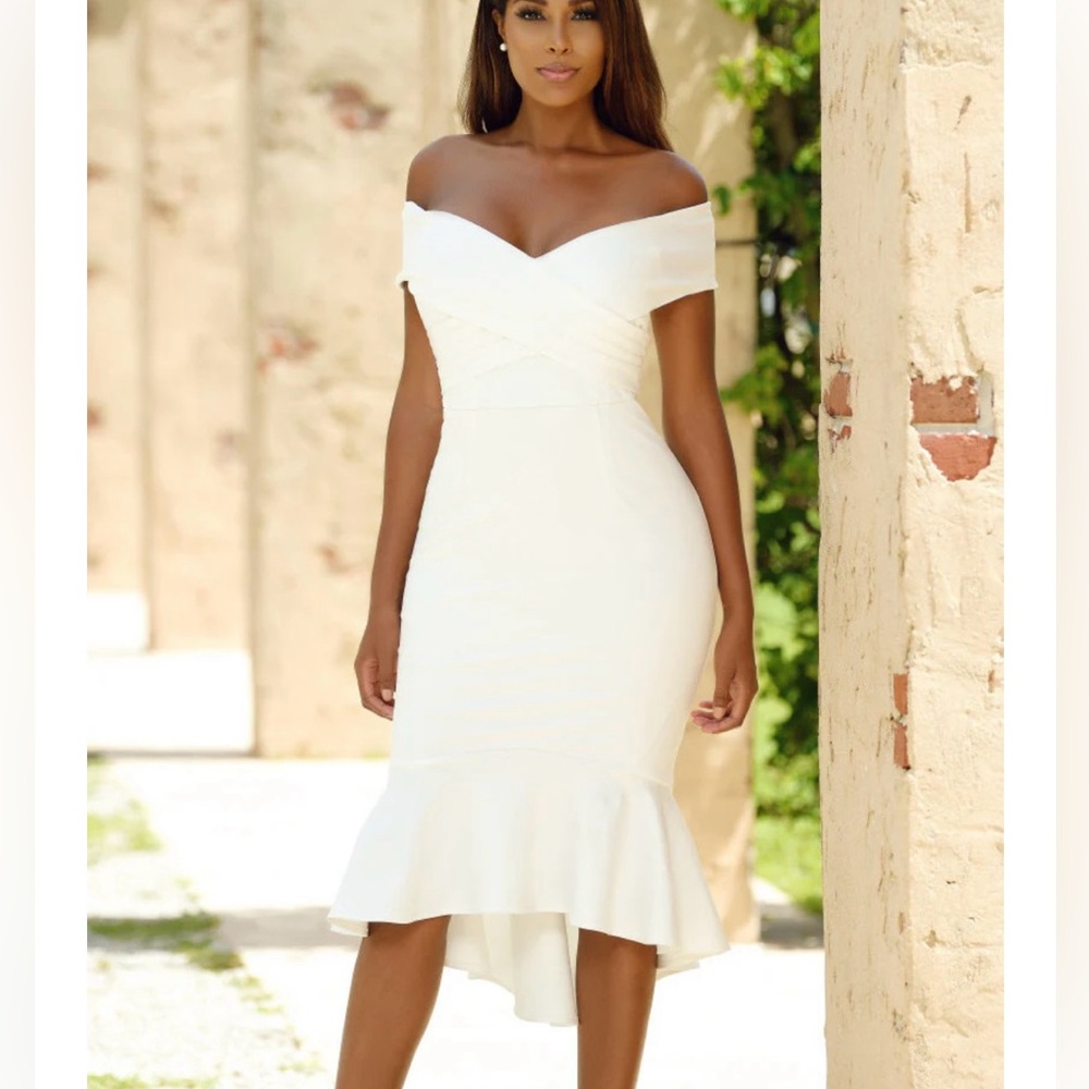 White Off-Shoulder Mermaid Dress